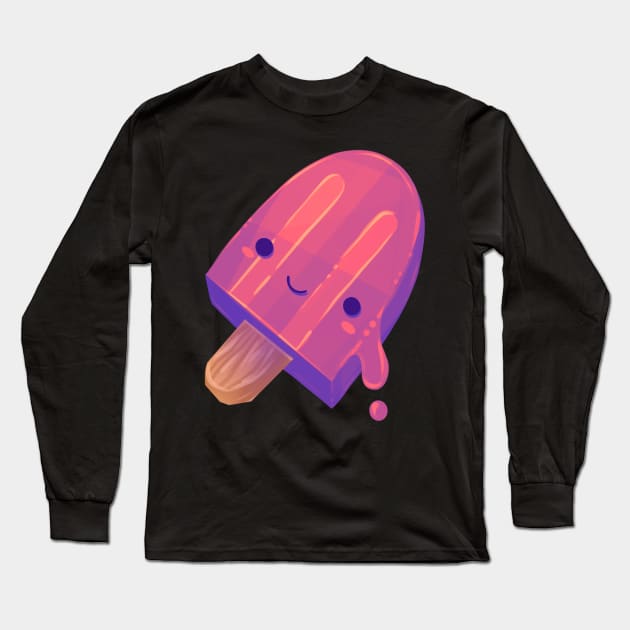 Pink Neon Juice Popsicle Long Sleeve T-Shirt by Claire Lin